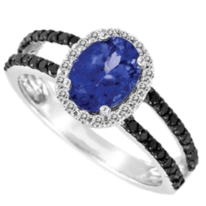 Blue and Black Diamond Ring