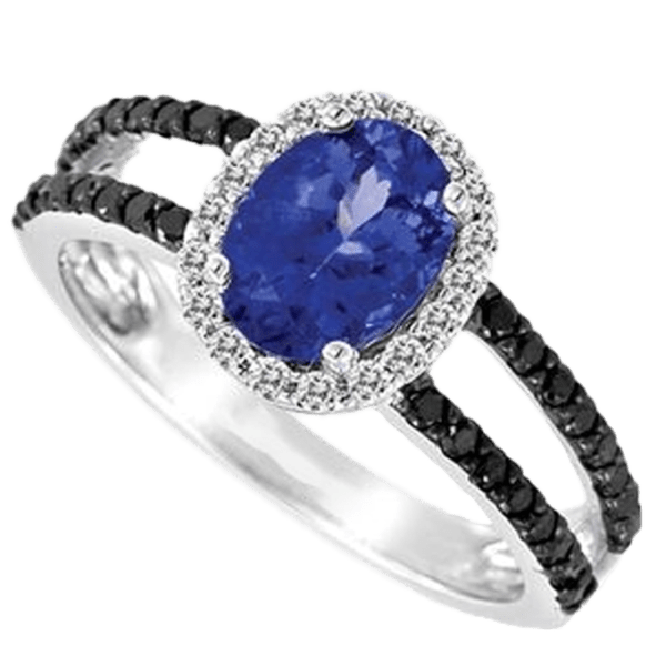 Blue and Black Diamond Ring